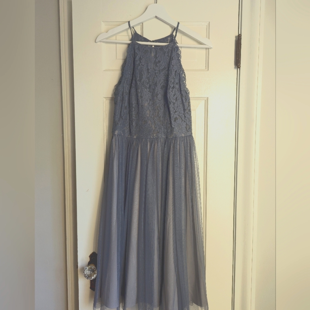BHLDN Gray Lace Dress
